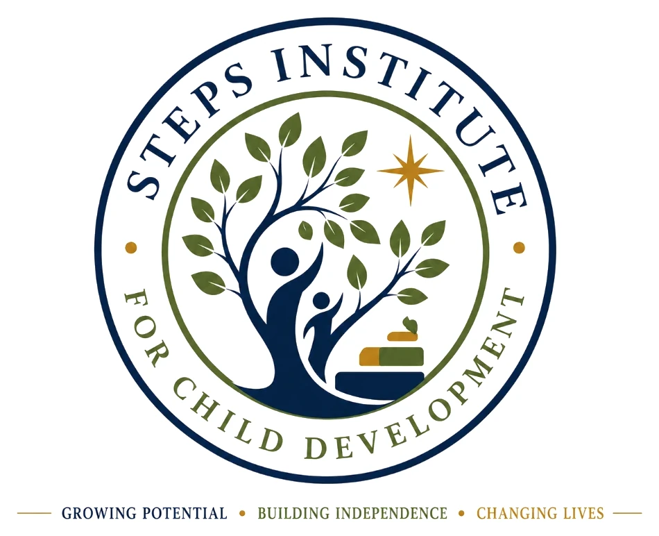 STEPS Institute for Child Development logo: Growing Potential, Building Independence, Changing Lives